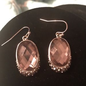 Smokey Colored Stone Silver Tone Earrings NWOT